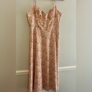 Princess Polly Bright Pink Orange & Green Floral Maxi Dress Sz 10 L Large